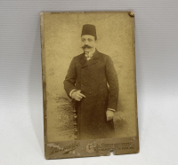 OSMANLI DÖNEMİ TALAT PAŞA GÖRSELLİ OSMANLICA YAZILI KABİN FOTOĞRAFI