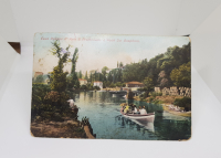 OSMANLI DÖNEMİ NADİR GÖKSU MANZARALI ARKASI OSMANLICA YAZILI POSTA DAMGALI KARTPOSTAL